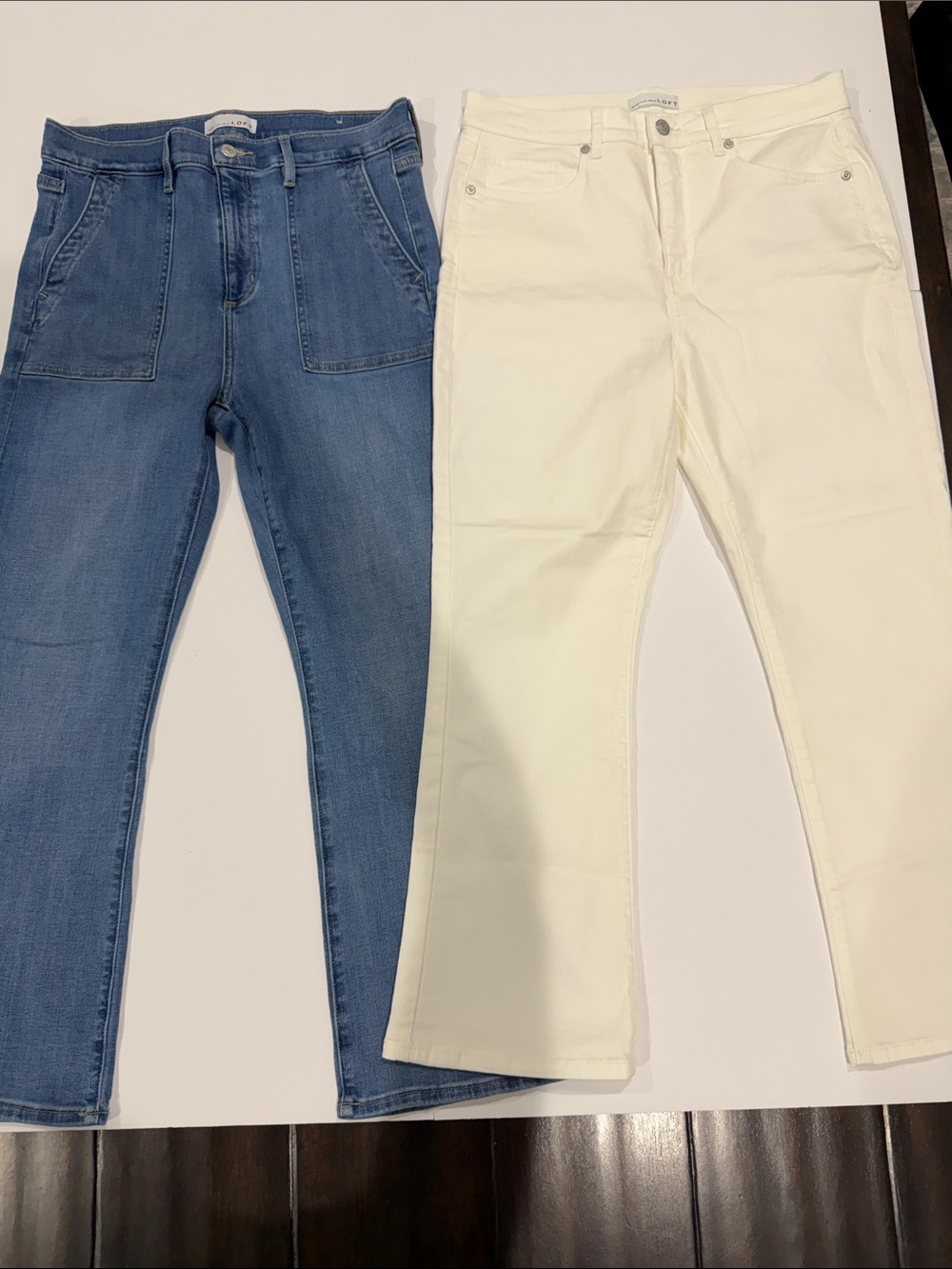Women’s Jeans - Blue and Cream Casual Straight Leg